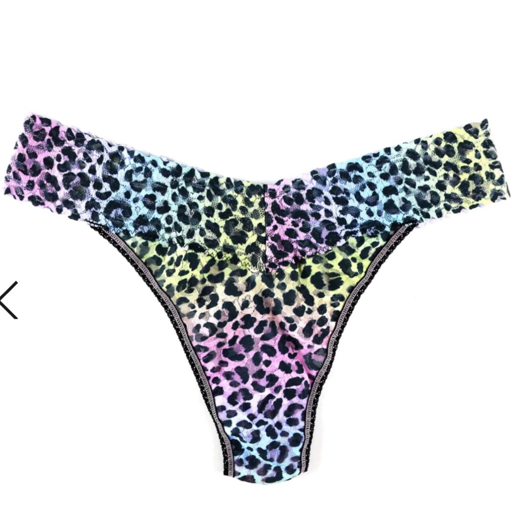 NWT Hanky Panky Printed Signature Lace Original Rise Thong Rainbow Leopard